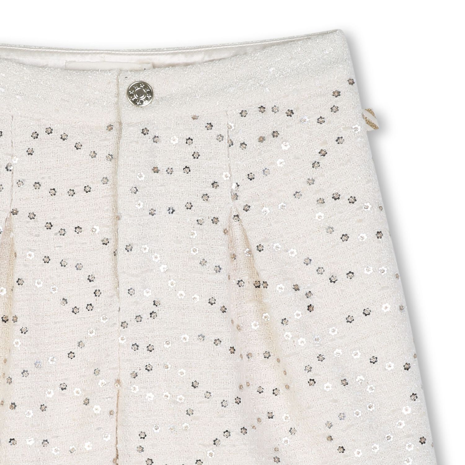 Girls Ivory Sequin Tweed Shorts , 1, hi-res
