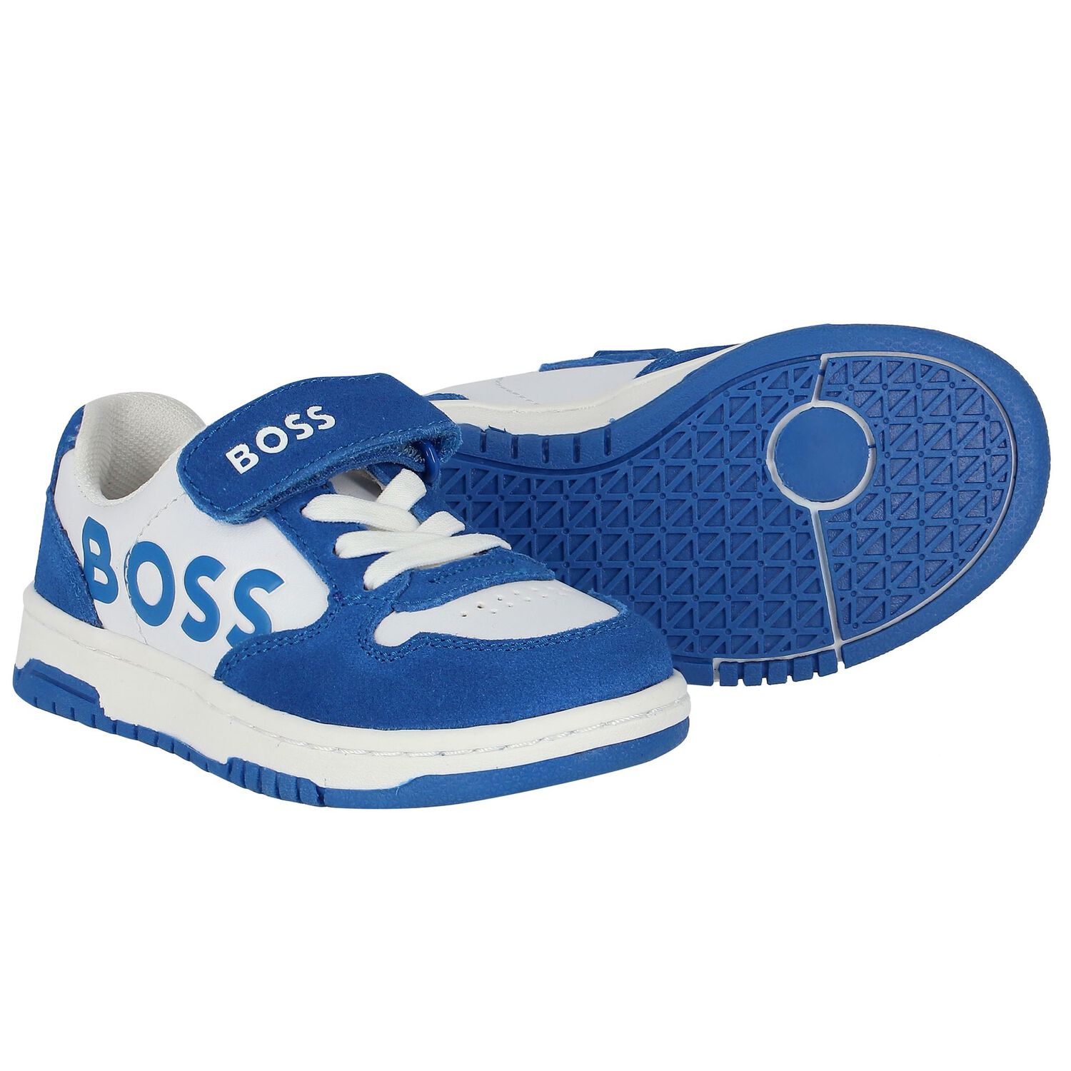 Boys Blue & White Logo Trainers, 1, hi-res image number null