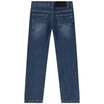 Boys Blue Denim Logo Jeans