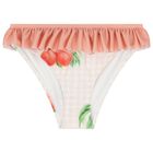 Girls Coral & White Peaches Bikini, 2, hi-res