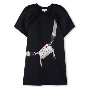 Girls Navy Blue Logo Bag Dress