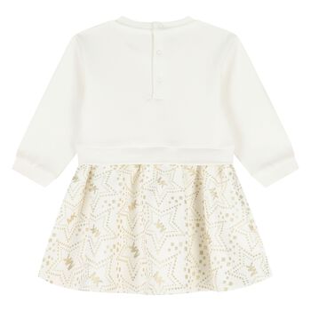 Youngeer Girls Ivory & Gold Star Dress