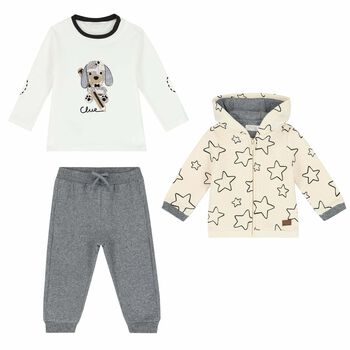 Baby Boys Ivory & Grey Tracksuit (3 Piece)
