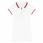 Girls White Logo Polo Dress, 1, hi-res