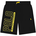 Boys Black Logo Shorts, 2, hi-res
