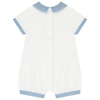 Baby Boys White & Blue Romper