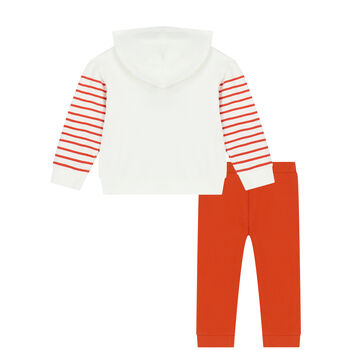 Younger Girls White & Orange Mouse Tracksuit