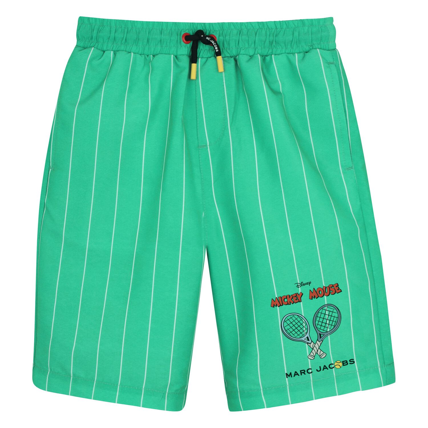 Boys Green Striped Swim Shorts, 1, hi-res