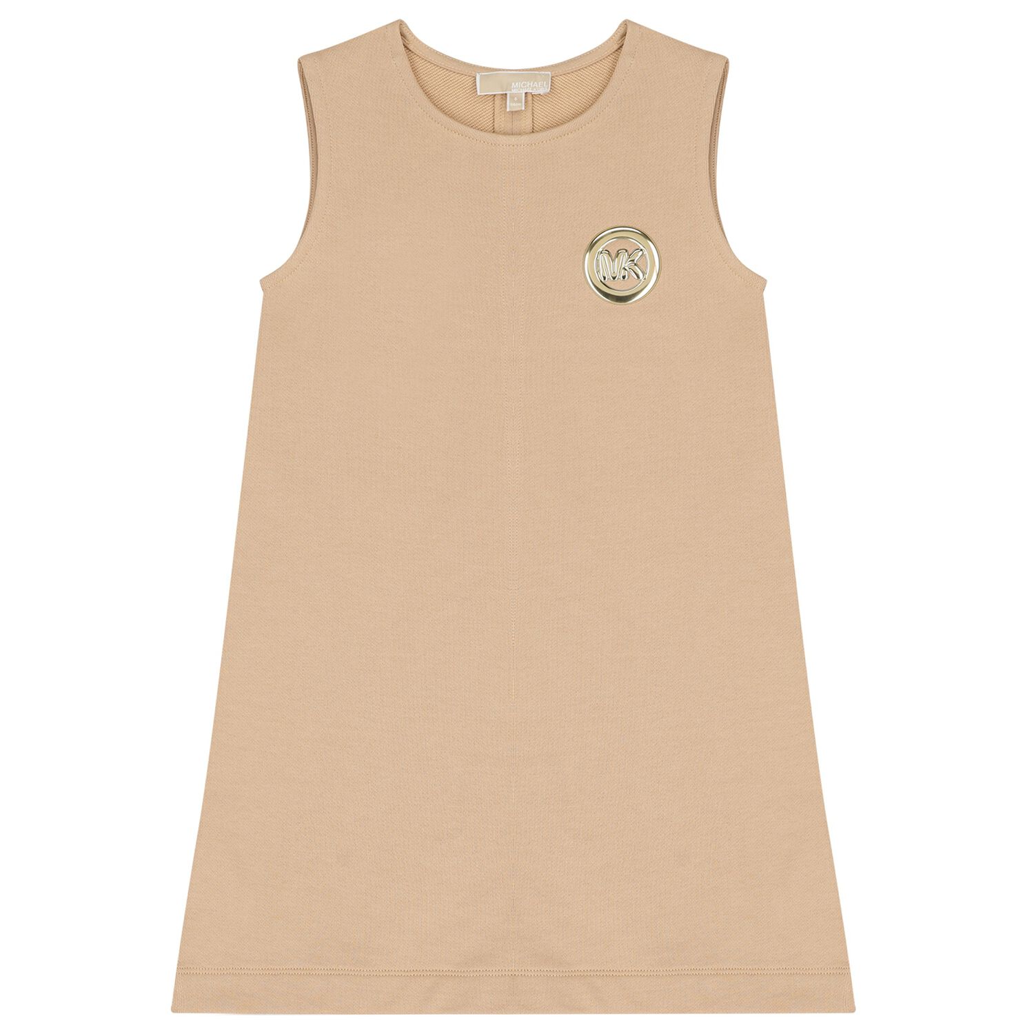 Girls Beige Logo Dress, 1, hi-res