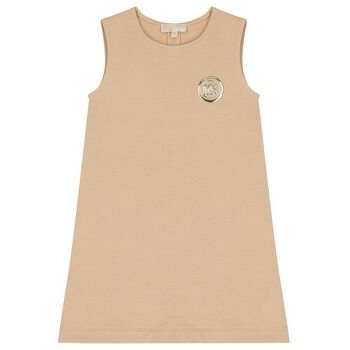 Girls Beige Logo Dress