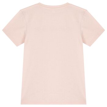 Girls Pink Cotton Logo T-Shirt
