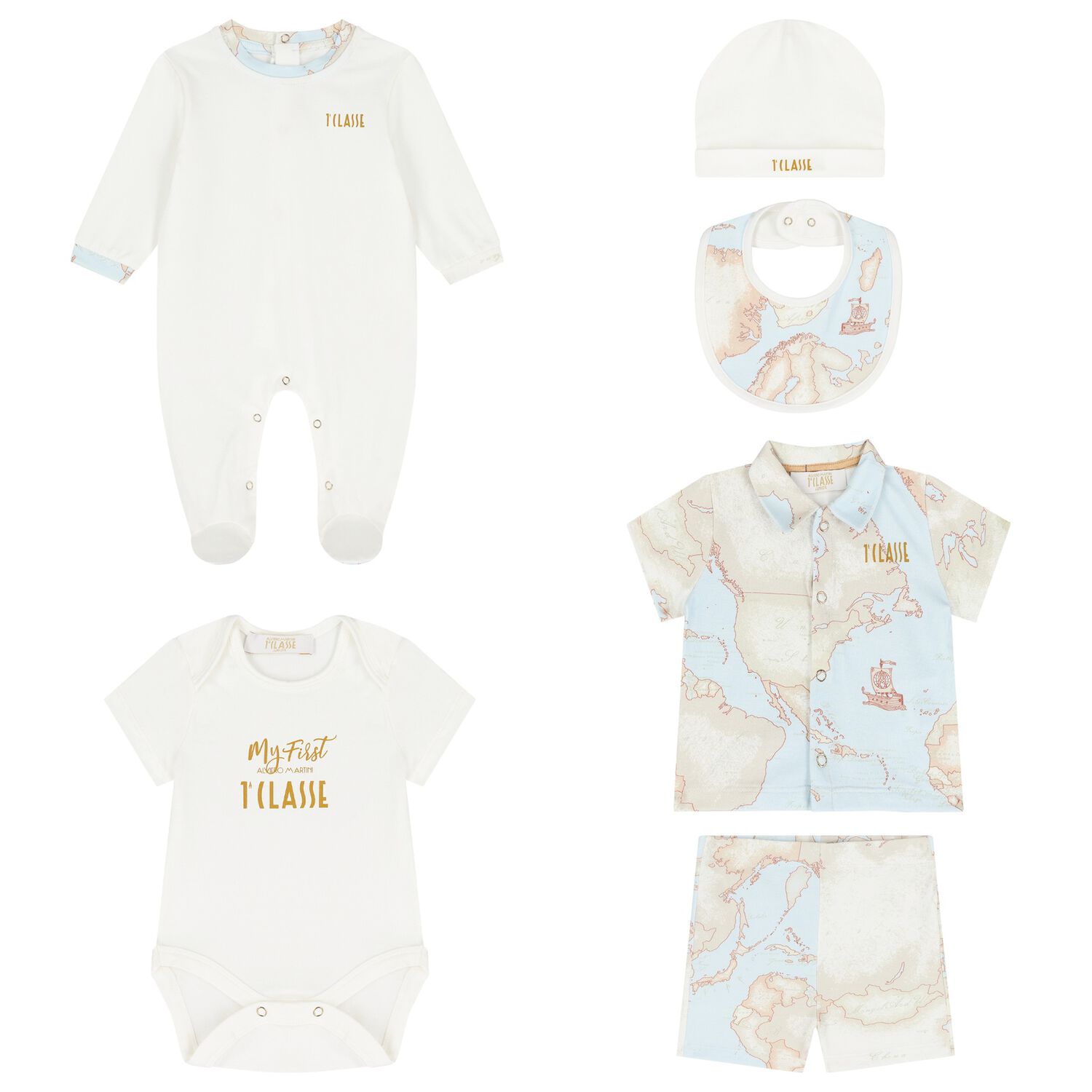 Blue&me Map Alviero Martini Baby Boys Blue & Ivory Geo Map Babygrow Gift Set ...