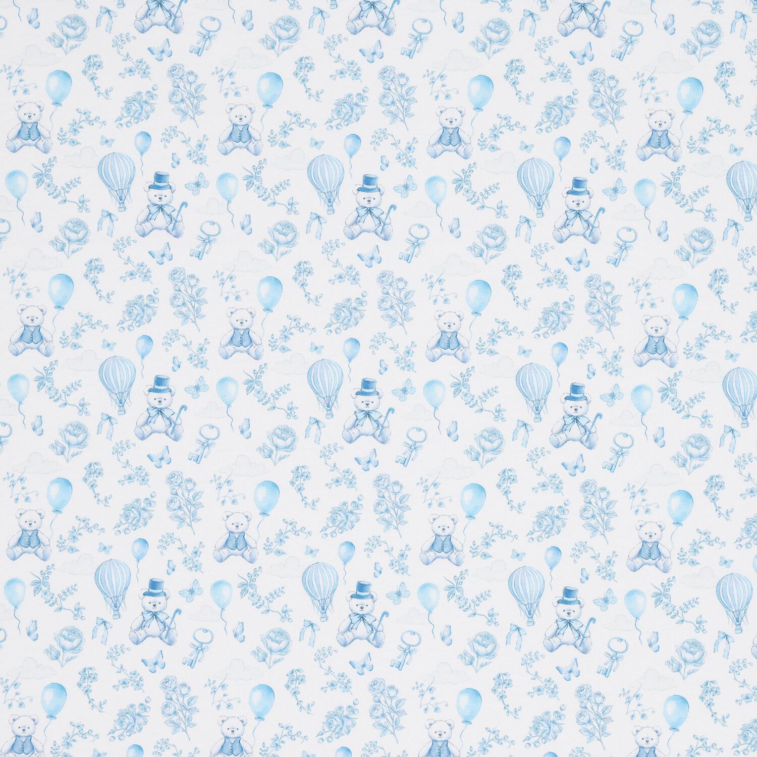 Boys White & Blue Toile Babygrow Set, 1, hi-res image number null