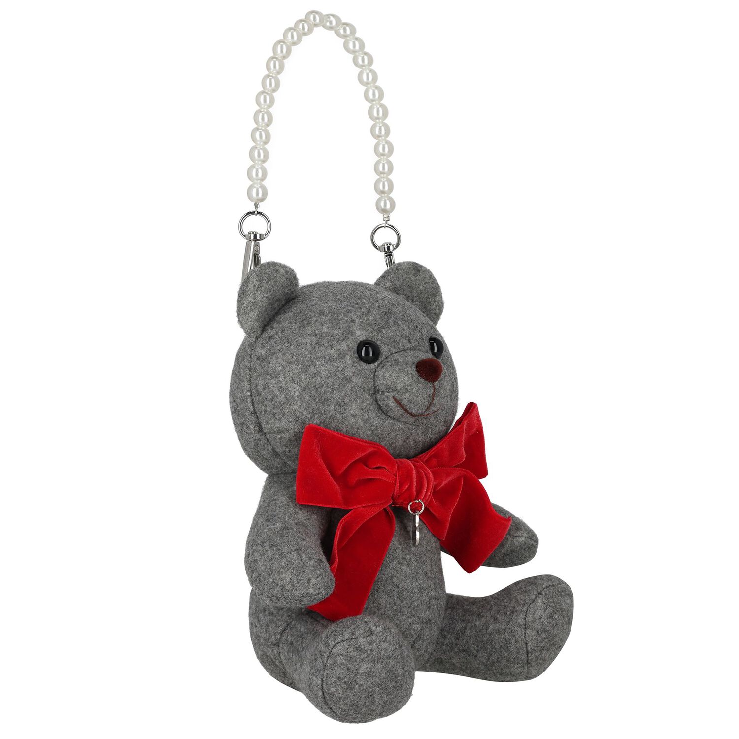 Girls Grey Teddy Bear Handbag ( 21cm ), 1, hi-res