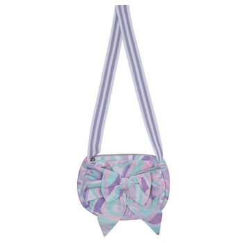 Girls Aqua & Purple Abstract Bow Bag
