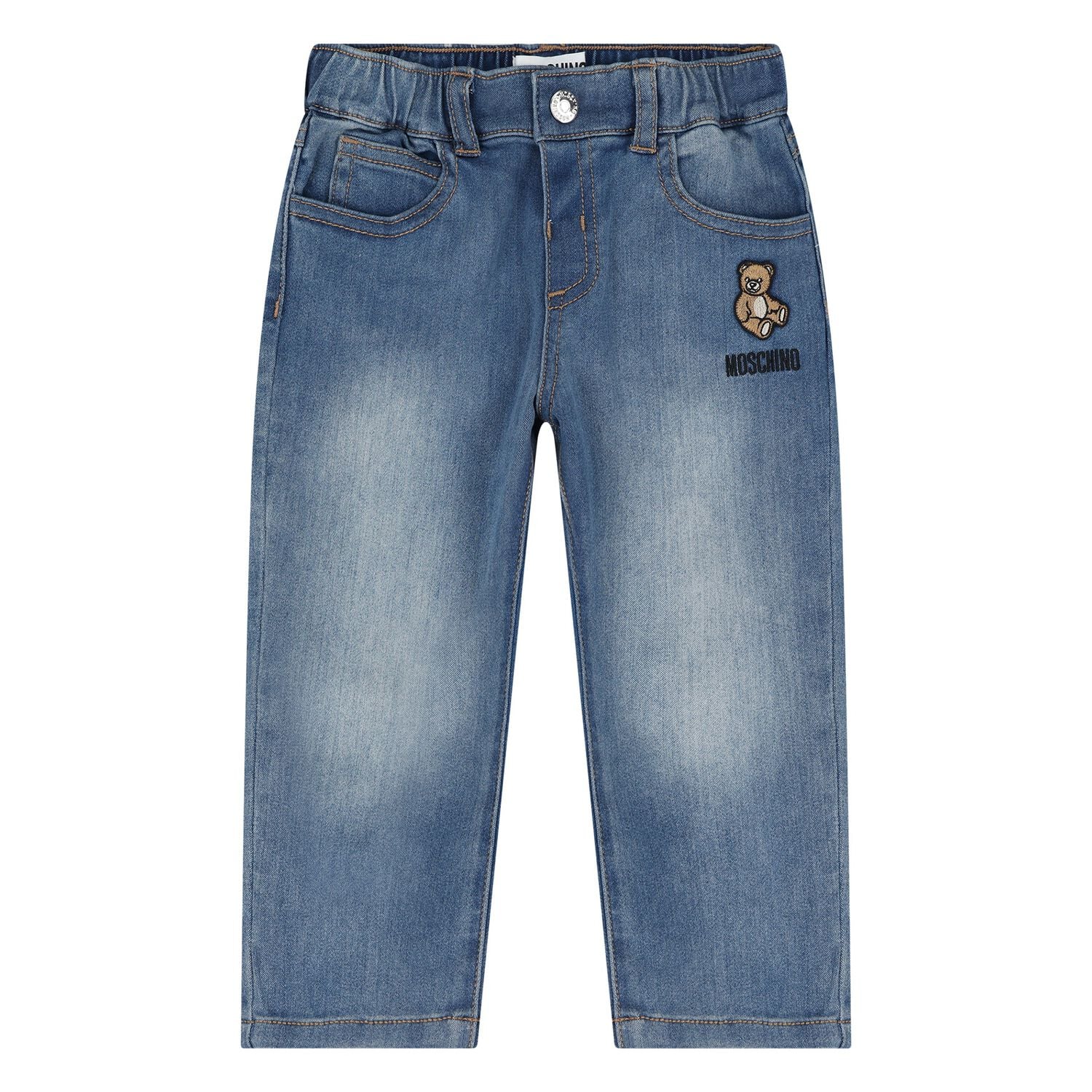 Younger Blue Teddy Bear Logo Denim Jeans, 1, hi-res