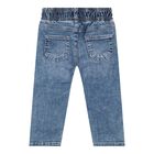 Baby Girls Blue Logo Denim Jeans, 1, hi-res