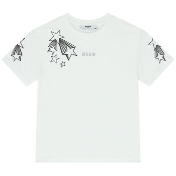 Girls White Logo & Star T-Shirt