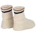 Beige Hat & Bootie Logo Baby Gift Set, 1, hi-res