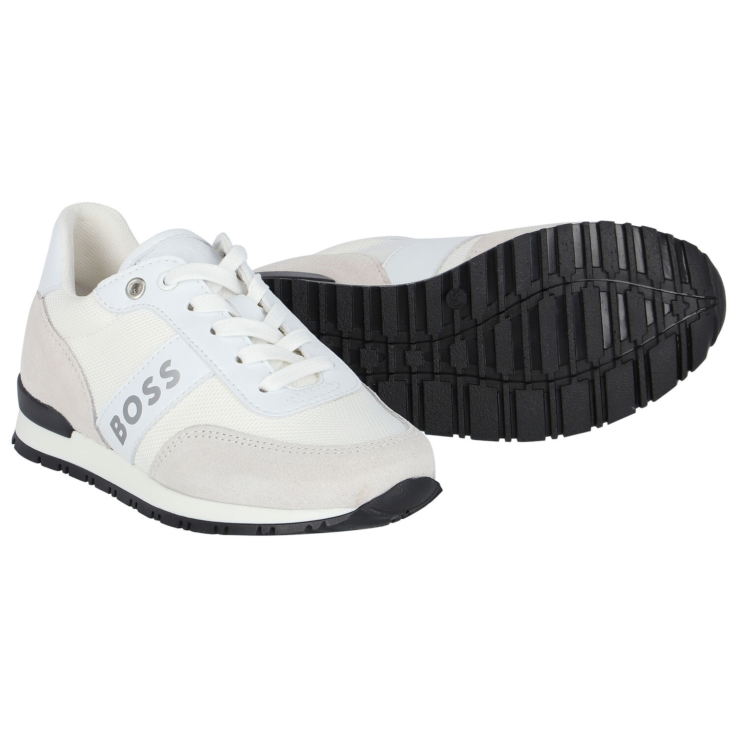 Boys White Logo Trainers, 1, hi-res image number null
