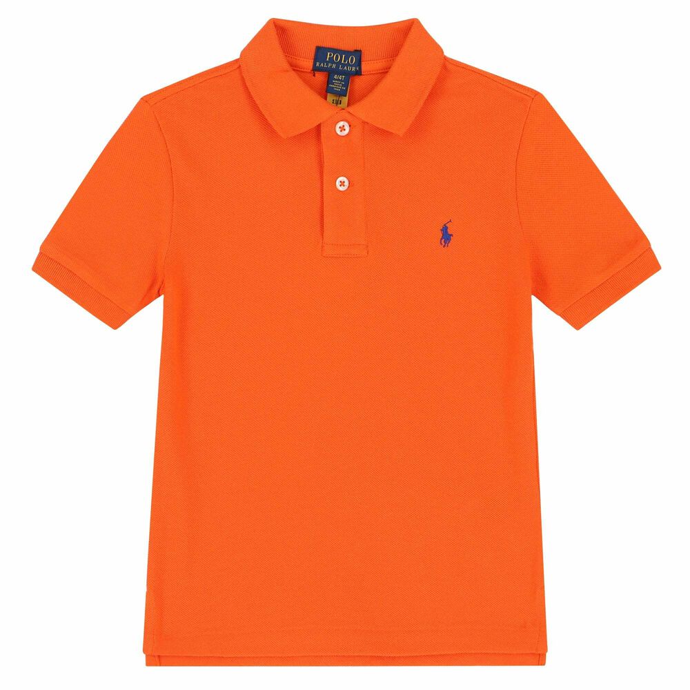 Ralph Lauren Boys Orange Logo Polo Shirt | Junior Couture USA