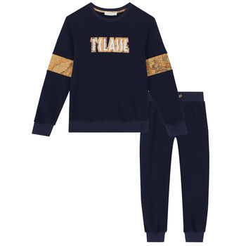 Boys Navy Logo Tracksuit
