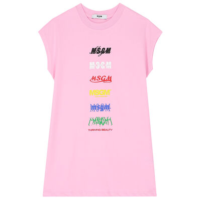 Girls Pink Logo T-Shirt Dress