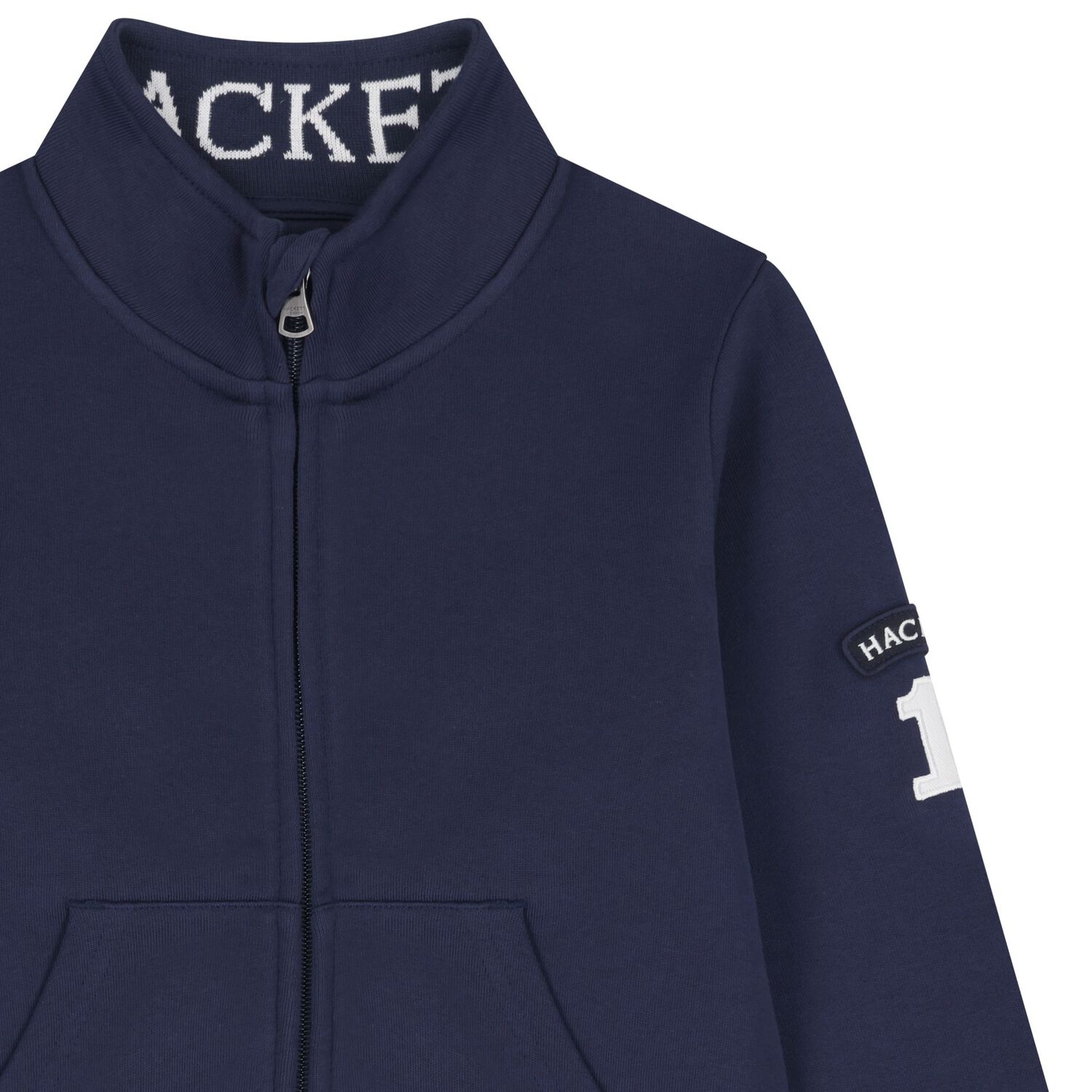 Boys Navy Blue Logo Zip Up Top, 1, hi-res
