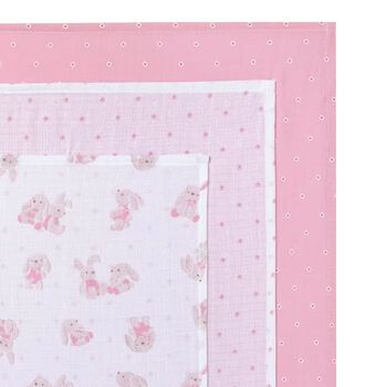 Baby Girls White & Pink Muslin Swaddles ( 3-Pack )
