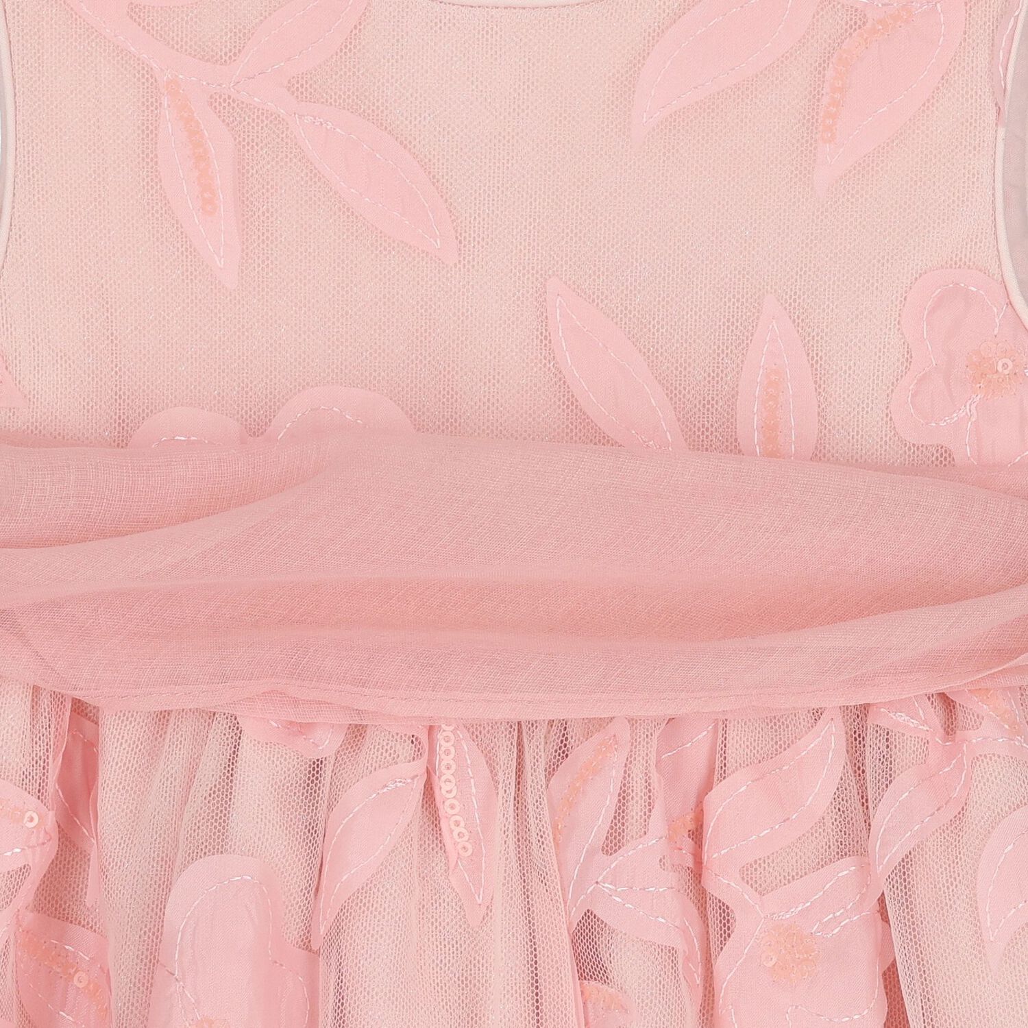 Younger Girls Pink Cut-Out Flowers Dress, 1, hi-res