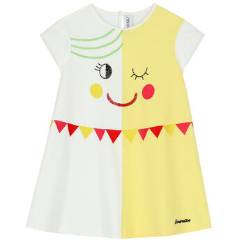 Girls White & Yellow Dress