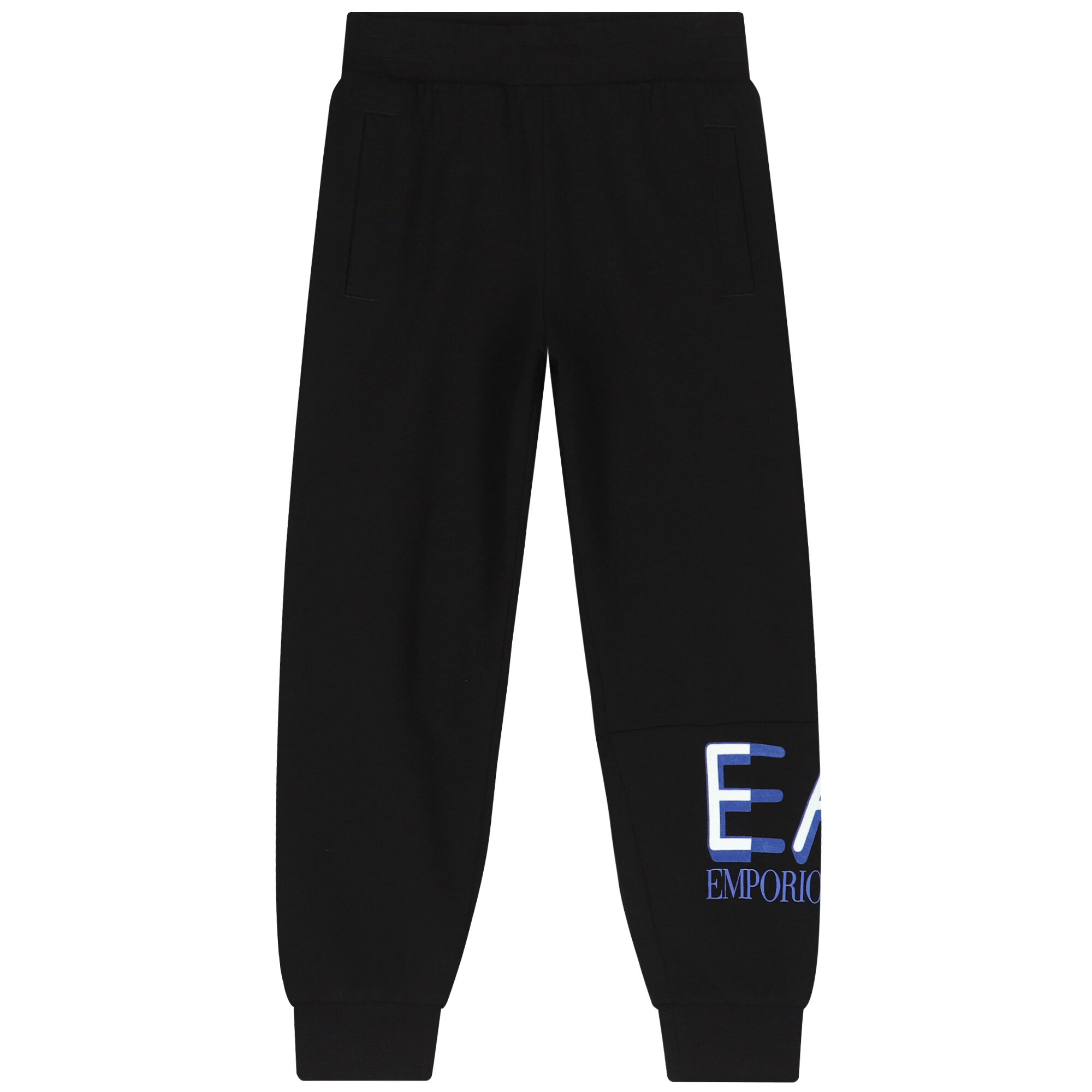 EA7 Emporio Armani Boys Black Logo Joggers Junior Couture