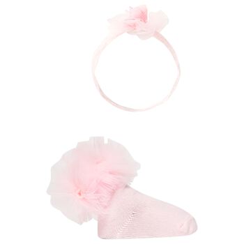 Baby Girls Pink Headband & Socks Set