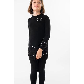 Girls Black Embellished Jumper Dress