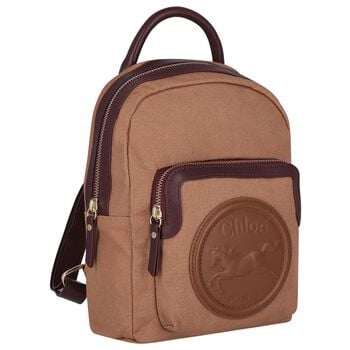 Girls Beige Canvas Horse Logo Backpack ( 26cm )