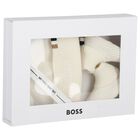 طقم هدية قبعة وحذاء للمواليد باللون العاج, 1, hi-res