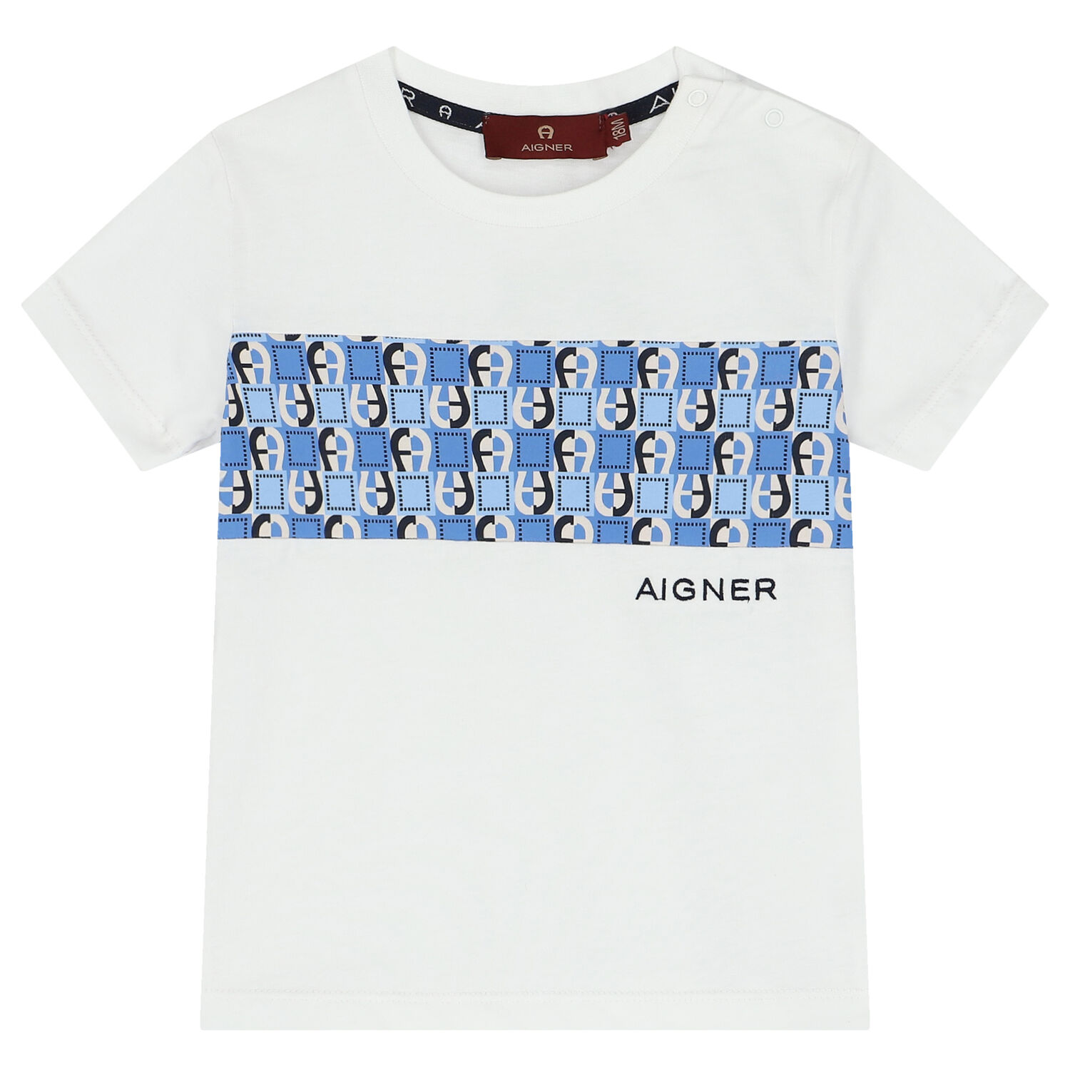 طقم شورت أولاد بالشعار باللون الأبيض والأزرق, 1, hi-res image number null