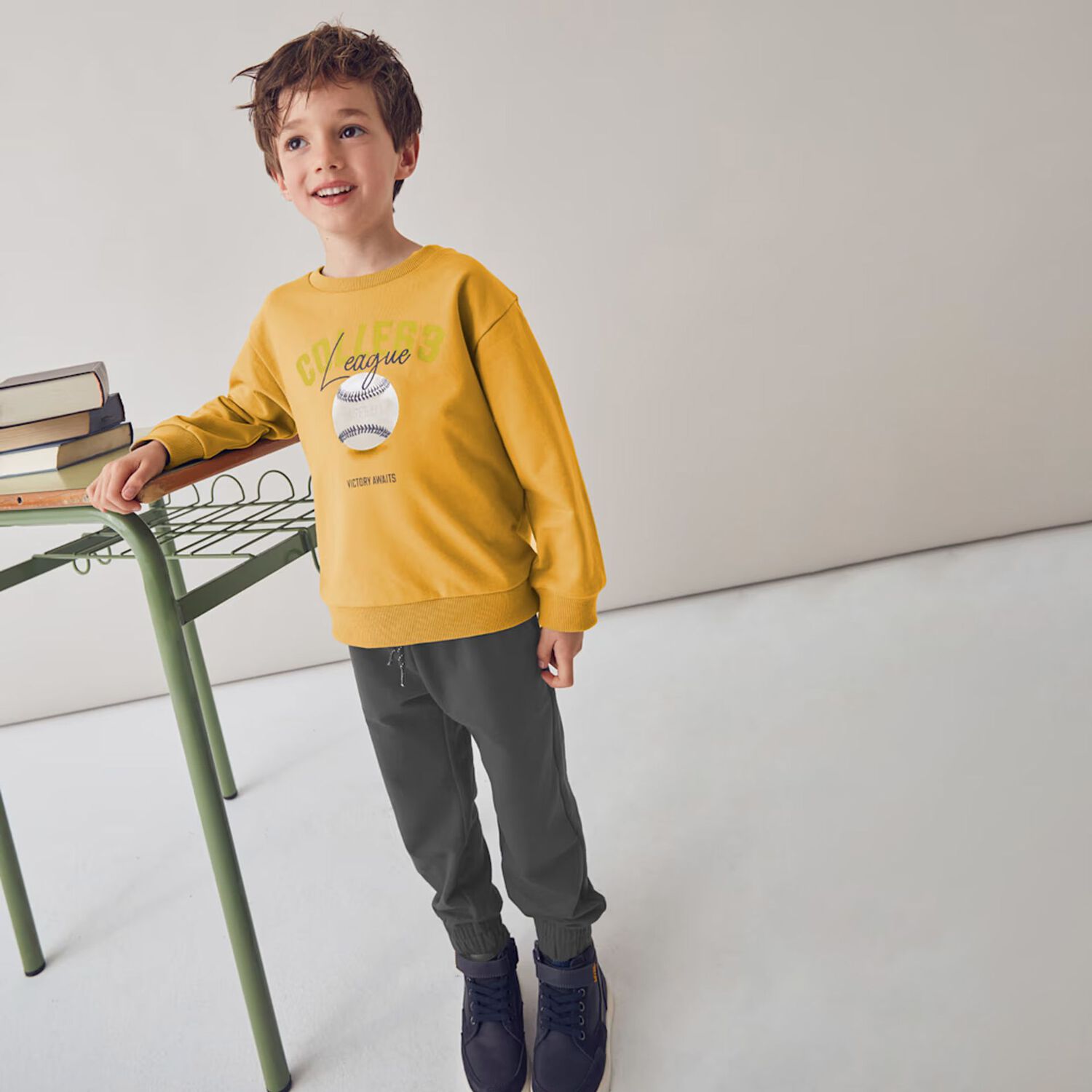 Boys Yellow & Grey Tracksuit, 2, hi-res