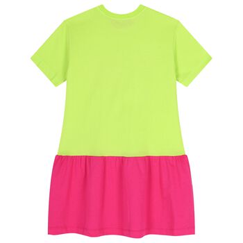 Girls Green & Pink Flower Dress