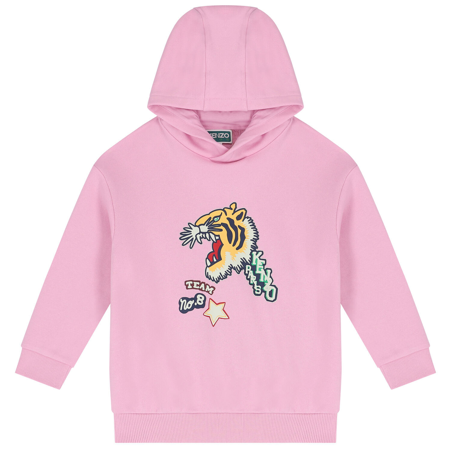 Girls Pink Varsity Tiger Hooded Top, 1, hi-res image number null