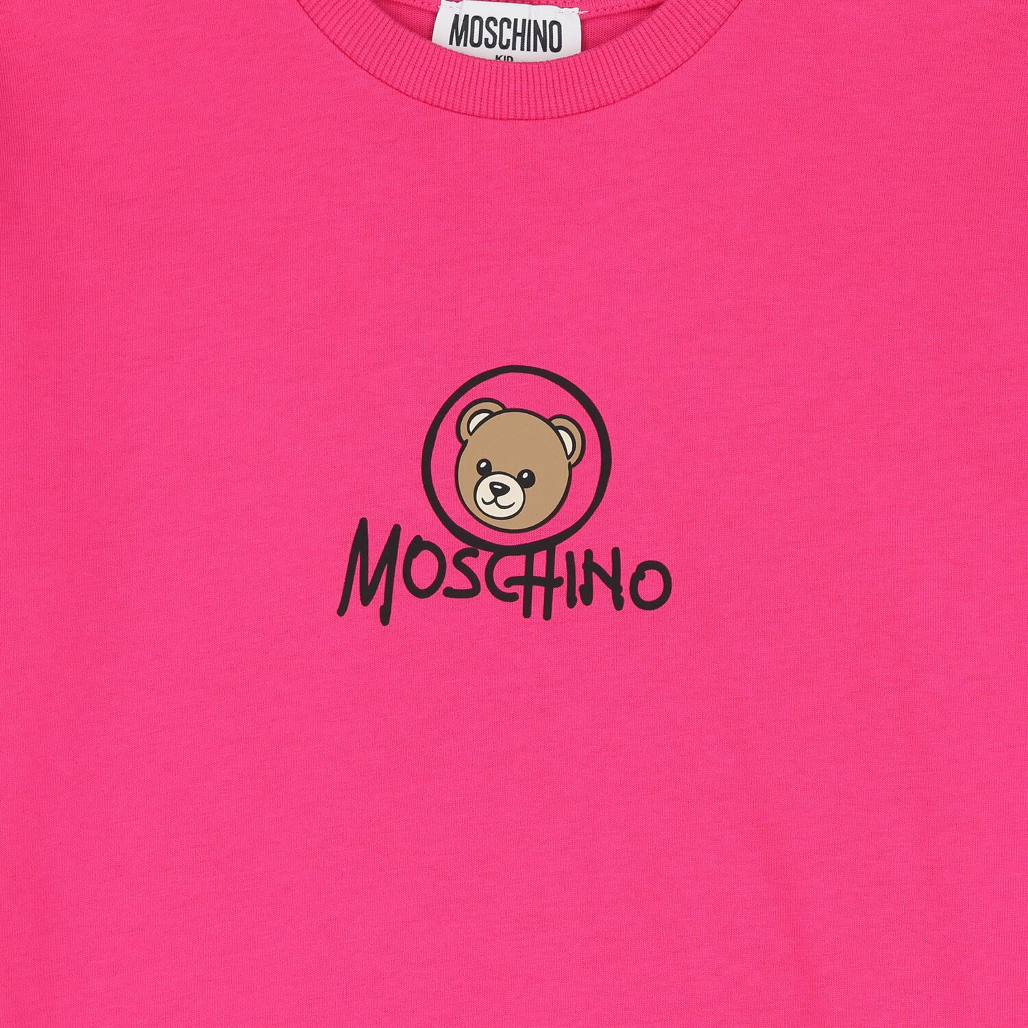 Girls Pink Teddy Bear Logo T-Shirt, 5, hi-res