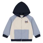 Younger Boys Blue, Beige & Navy Blue Fox Tracksuit Set, 1, hi-res