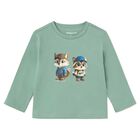 Younger Boys Green Raccoons Long Sleeve Top, 1, hi-res