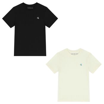 Boys Black & Beige Logo T-Shirts ( 2-Pack )