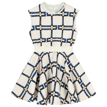 Girls Ivory Logo Sleeveless Dress