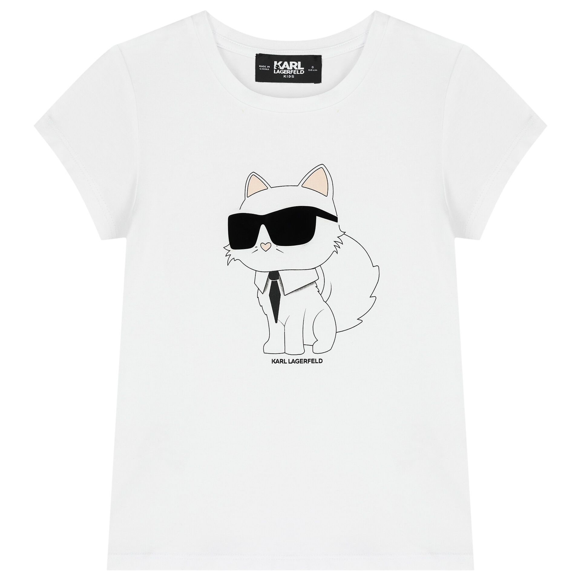 KARL LAGERFELD Girls White Choupette Logo T Shirt Junior Couture