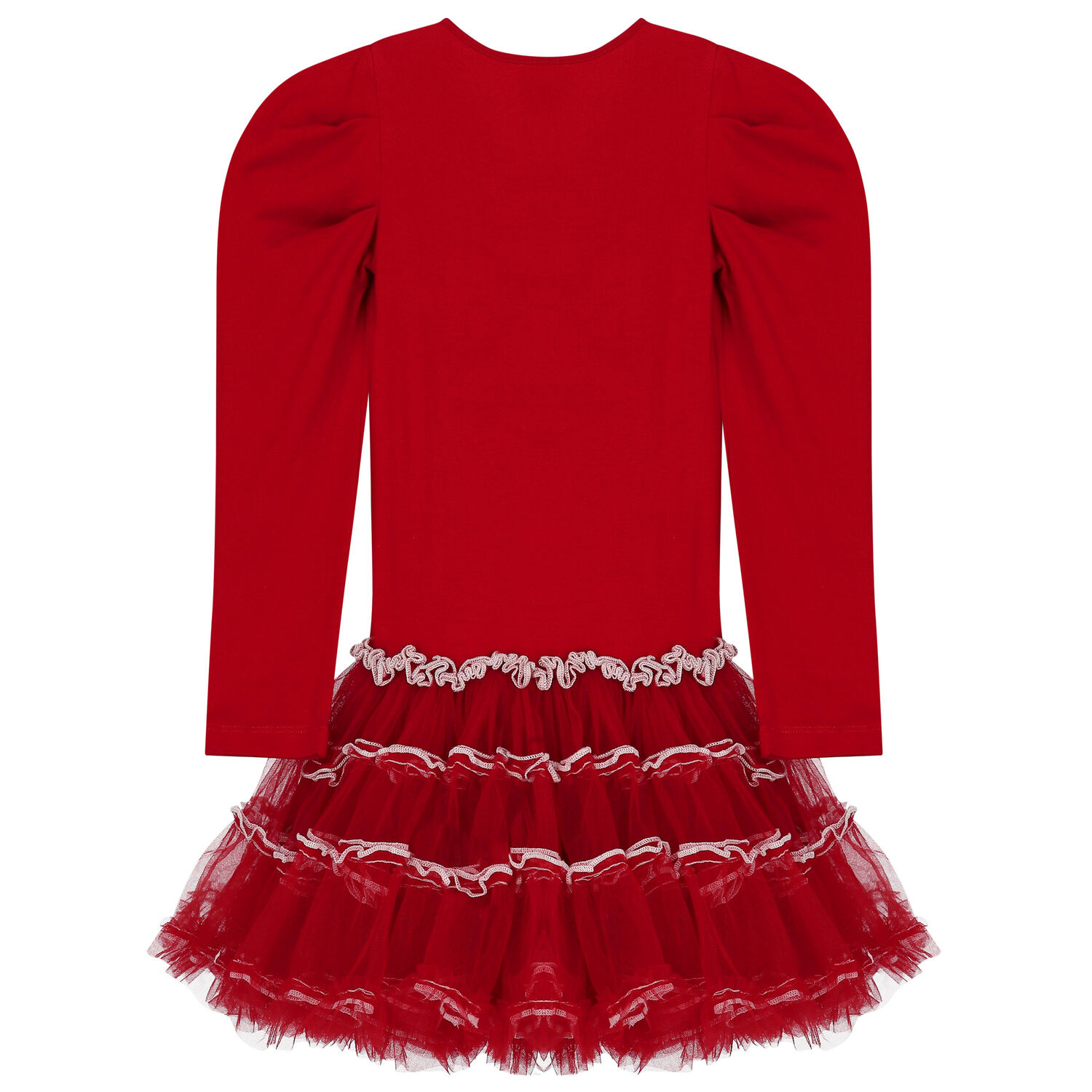 Girls Red Embellished Tulle Dress, 1, hi-res image number null