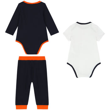 Baby Boys White & Navy Bodysuit Set