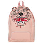 Younger Girls Pink Tiger Logo Backpack 27CM, 2, hi-res
