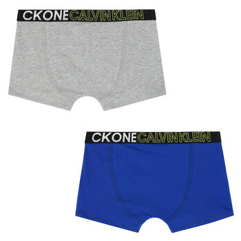 Boys Blue & Grey Logo Boxer Shorts ( 2-Pack )